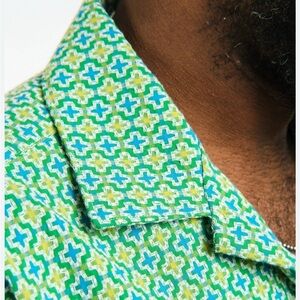 Gitman Vintage Men's Short-Sleeve Button-Down Shirt in Green Pattern